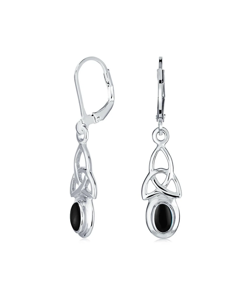 Bling Jewelry Love Knot Oval Bezel Set Natural Amethyst Topaz Onyx Quartz Turquoise Dangle Earrings .925 Sterling Silver