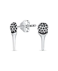 Bling Jewelry Tiny Tee & Golf Ball Stud Earrings Golfers in Oxidized Sterling Silver Jewelry