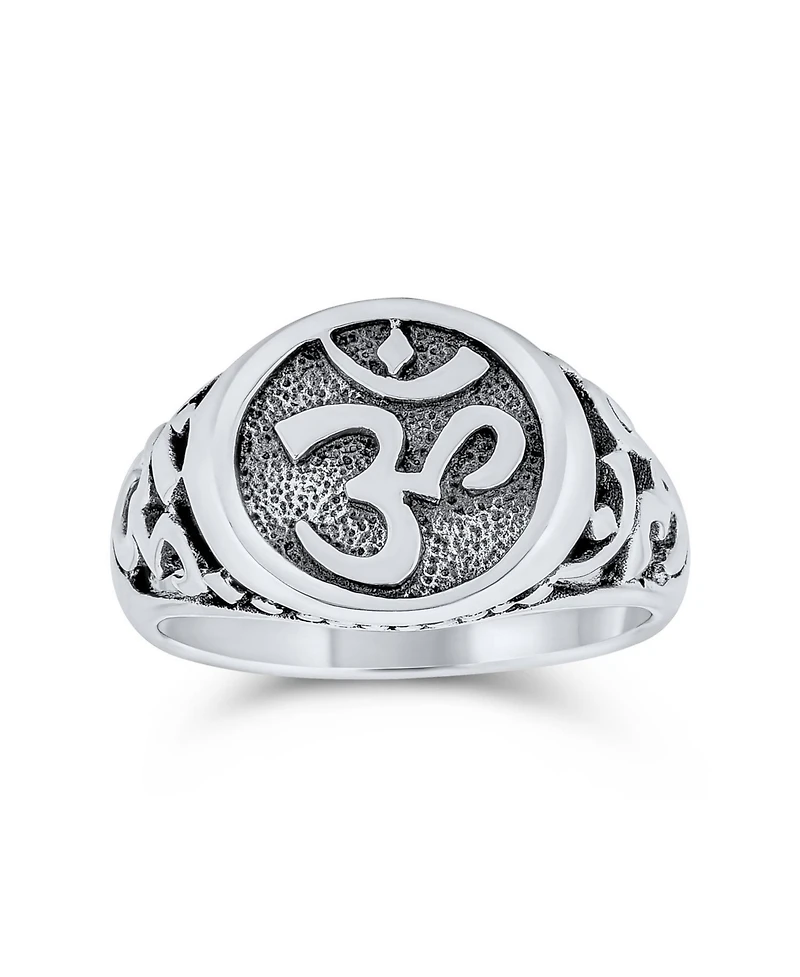 Bling Jewelry Religious Yogi Aum Om Signet Silver Ring for Men Sterling