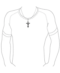 Bling Jewelry Biker Jewelry Royal Sword & Angel Wings Cross Necklace Black Stainless Steel