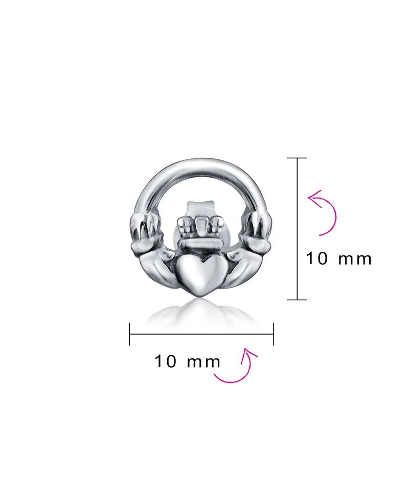 Bling Jewelry Classic Bff Celtic Heart Stud Earrings in Oxidized Sterling Silver