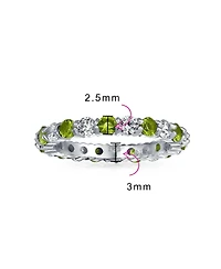 Bling Jewelry Alternating Two Tone Cubic Zirconia Stackable Cz Eternity Cocktail Statement Ring .925 Sterling Silver