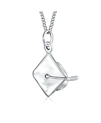 Bling Jewelry Graduate Gift Sterling Silver Pendant Necklace with Graduation Cap Hat Design