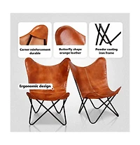 Butterfly Chair Brown Real Leather