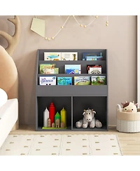 Kids Wooden Bookshelf Bookcase Children Toy Storage Cabinet Organizer