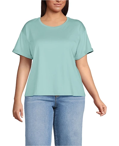 Lands' End Plus Oversized Supima Short Sleeve Crew Neck T-Shirt