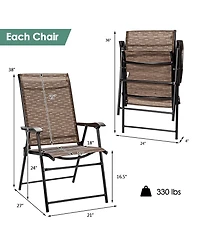Gymax Set of 4 Folding Portable Patio Chairs Yard Outdoor w/ Armrests & Backrest