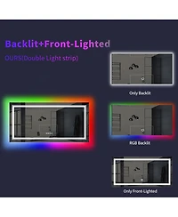 Luvodi 23.6x31.5 in Led Bathroom Wall Mirror Rgb Touch Anti Fog Multicolor Dimmable