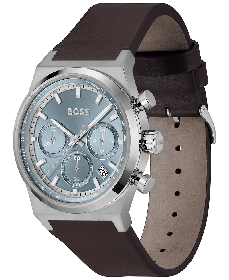 Hugo Boss Men's Candor Quartz Chronograph Brown Leather Watch, 41mm