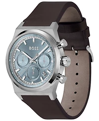 Hugo Boss Men's Candor Quartz Chronograph Brown Leather Watch, 41mm