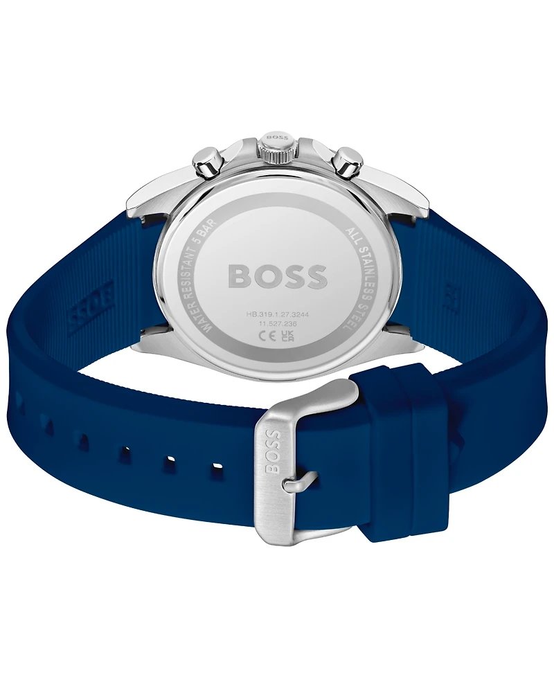 Hugo Boss Men's Strike Quartz Chronograph Blue Silicone Watch, 41mm