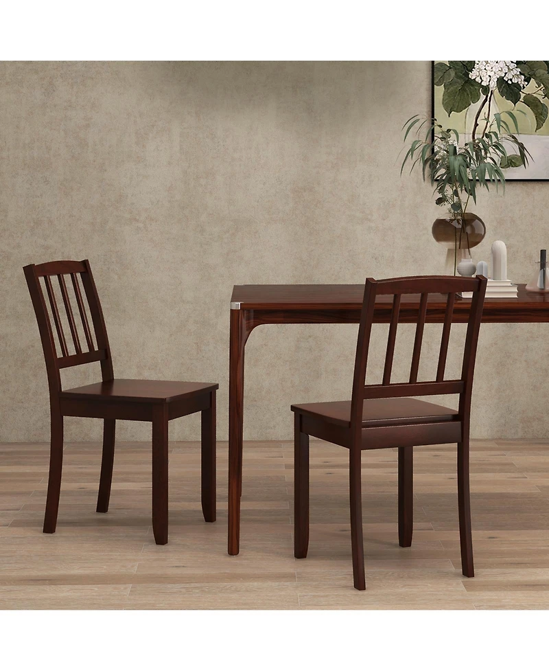 Wood Dining Chair Set of 2 with Rubber Legs