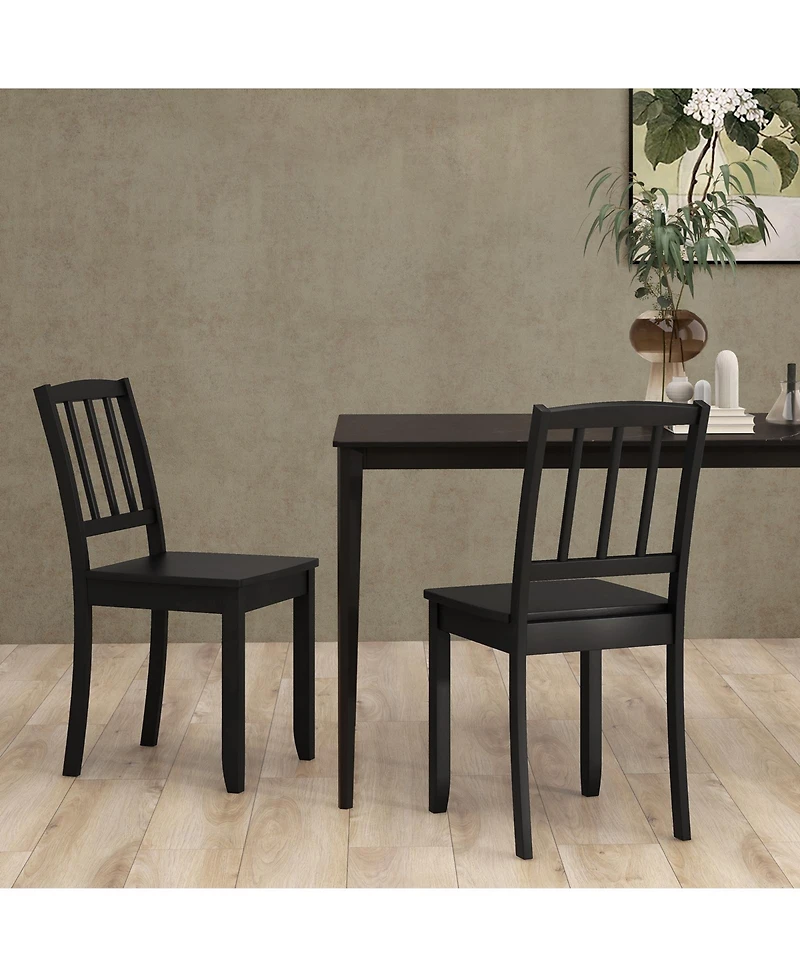 Wood Dining Chair Set of 2 with Rubber Legs