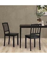 Wood Dining Chair Set of 2 with Rubber Legs
