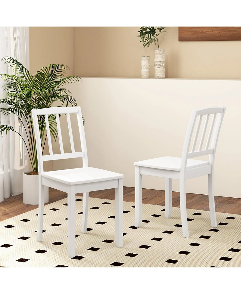 Wood Dining Chair Set of 2 with Rubber Wood Legs