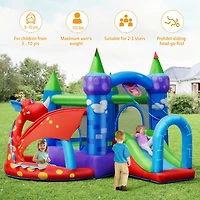 Kids Inflatable Bounce House Dragon Jumping Slide Bouncer Castle Fun Outdoor Playset for Kids