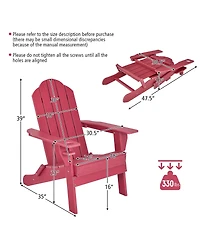 Gymax 2PCS Patio Folding Adirondack Chair Weather Resistant Cup Holder Yard