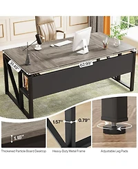 Tribesigns 63 inches Computer Desk with Bottom Storage Shelf Home Office Writing Table for Workstation, Cabinet not Included