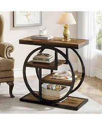 Tribesigns End Table, 4-Tier Narrow Side Table with Storage Shelves, Industrial Bedside for Bedroom, Wood Small Sofa