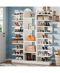 Tribesigns 13-Tier Shoe Rack, Freestanding Tall Entryway Shoe Organizer with Open Shelves, 40 Pairs Wide Wooden Shoe Shelf Shoe Storage Cabinet