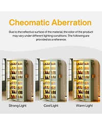 Tribesigns Tall Shoe Cabinet with Acrylic Doors and Led Lights, 8-Tier Entryway Storage Rack Adjustable Shelves Hanging Hooks