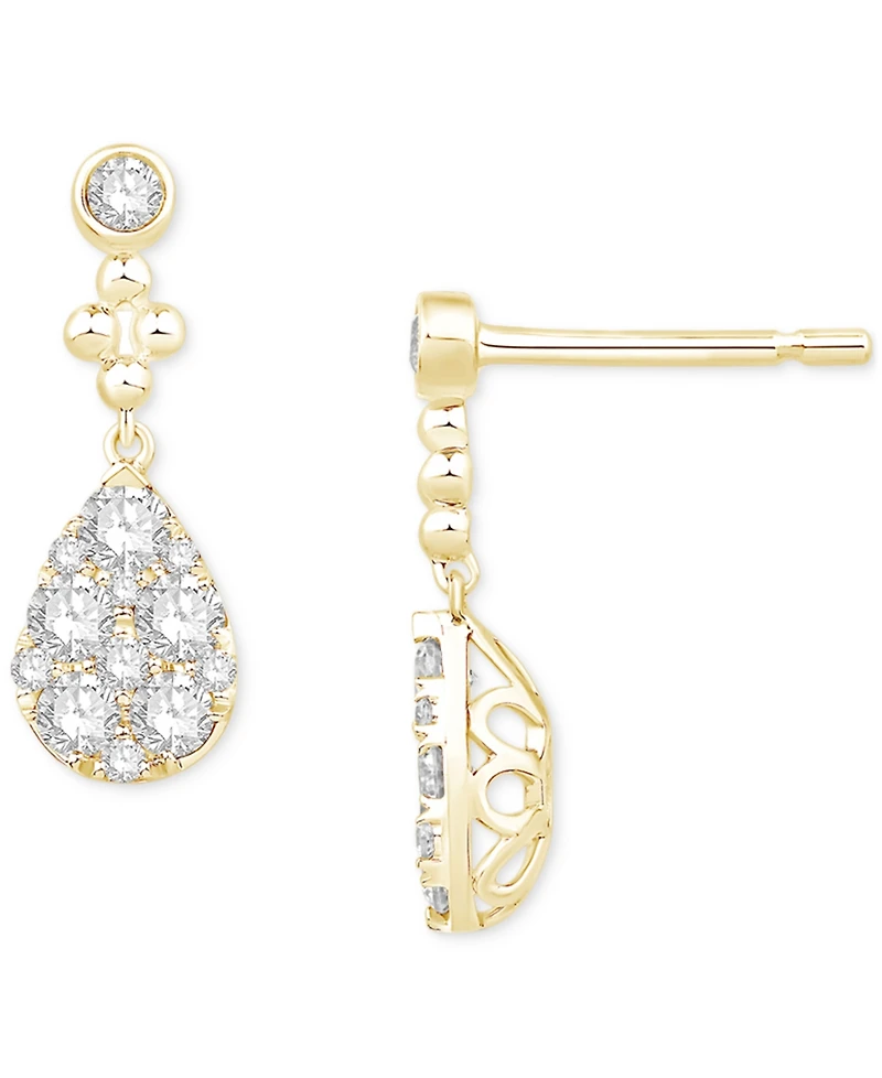 Diamond Teardrop Cluster Drop Earrings (3/4 ct. t.w.) in 14k Gold