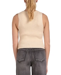 Elan Women's Ribbed-Knit Sleeveless Button-Front Vest