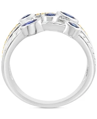 Effy Sapphire (5/8 ct. t.w.) & Diamond (1/10 Triple-Row Ring Sterling Silver (Also Ruby)