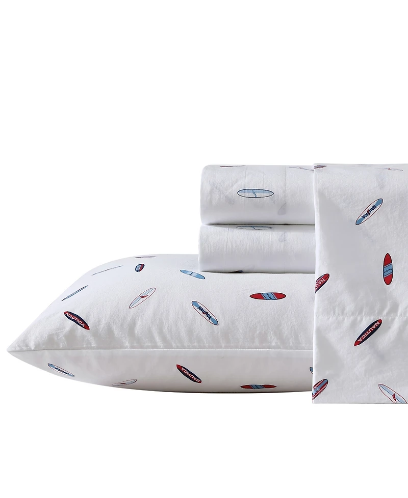 Nautica Printed 200-Thread Count Cotton Percale 3-Pc. Sheet Set, Twin Xl