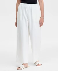 Jm Collection Women's Linen Blend Wide-Leg Pull-On Pants, Exclusively at Macy's