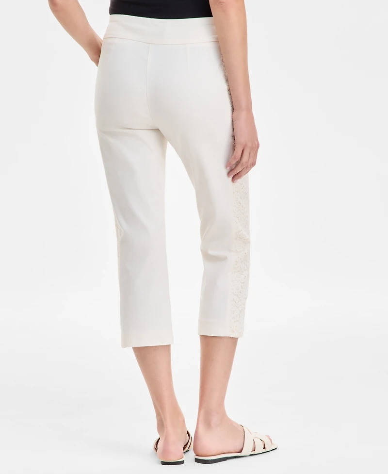 Jm Collection Women's Side Lace-Trim Capri Pants, Exclusively at Macy's