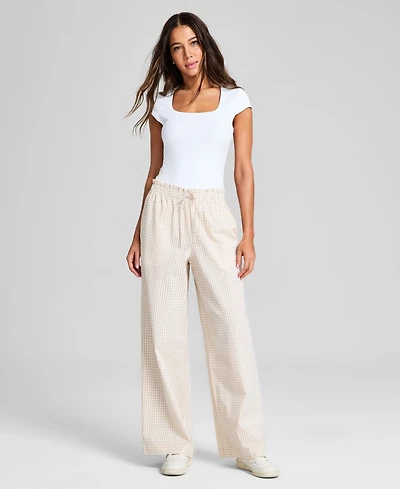 And Now This Women's Cotton Tie-Waist Wide-Leg Pants, Exclusively at Macy's