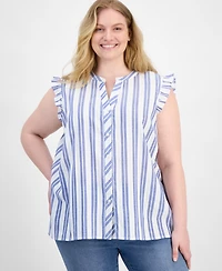 Tommy Hilfiger Plus Striped Cotton Top