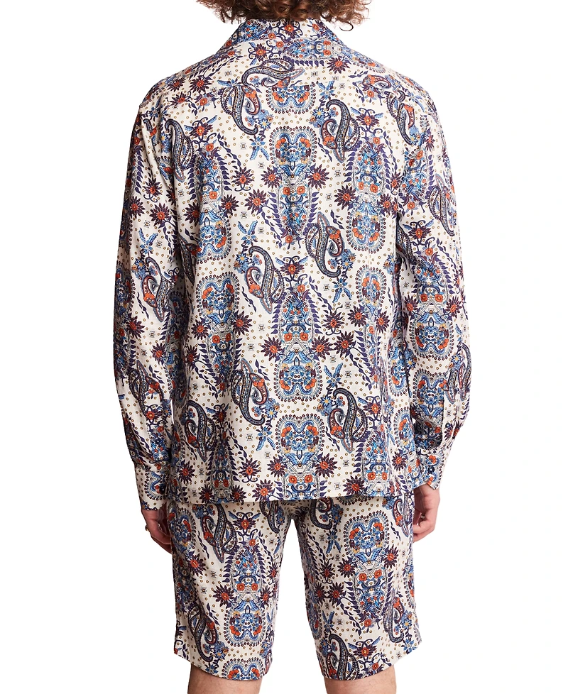 Paisley & Gray Men's Slim Fit Long Sleeve Button-Front Camp Shirt