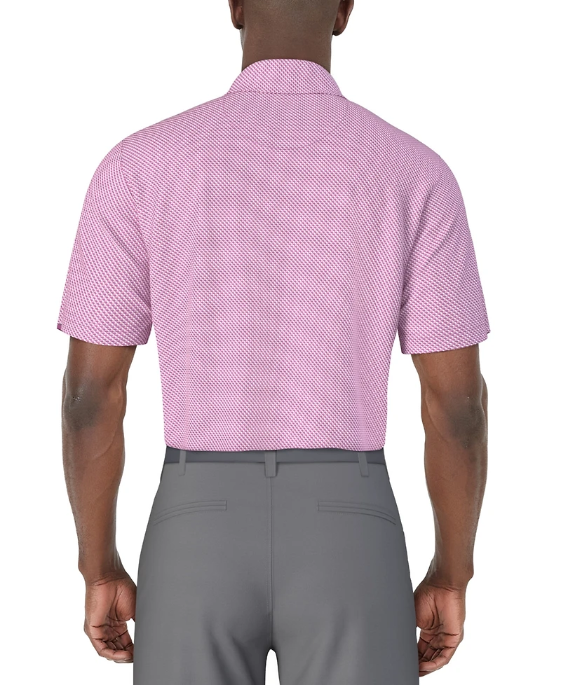 Pga Tour Men's Short Sleeve Micro Geo Print Polo Shirt