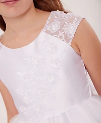 Bonnie Jean Big Girls Cascading Flower Applique Communion Dress