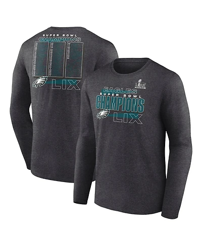 Fanatics Men's Heather Charcoal Philadelphia Eagles Super Bowl Lix Champions Roster Long Sleeve T-Shirt
