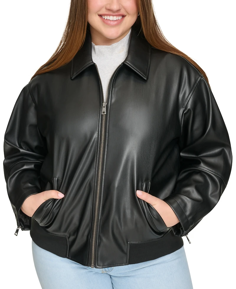 Levi's Plus Size Faux Leather Dad Bomber Jacket