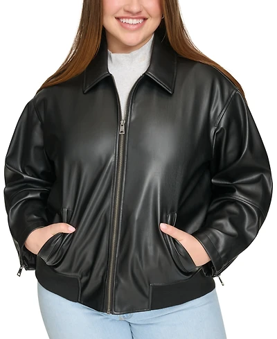 Levi's Plus Size Faux Leather Dad Bomber Jacket
