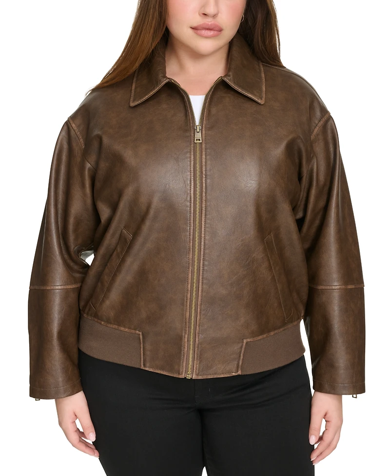 Levi's Plus Size Faux Leather Dad Bomber Jacket