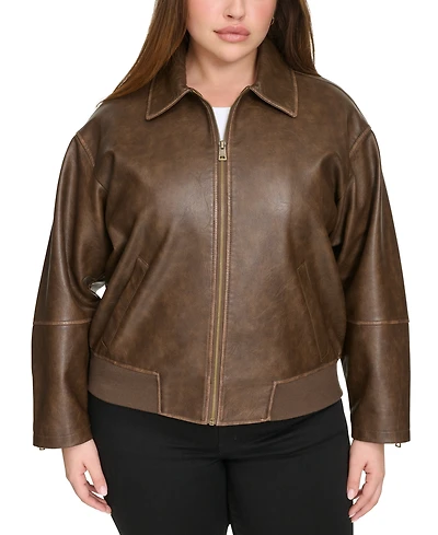 Levi's Plus Size Faux Leather Dad Bomber Jacket