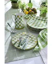 Mackenzie-Childs Green Check Dinner Plate