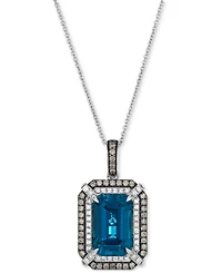Le Vian Deep Sea Blue Topaz (3-9/10 ct. t.w.), Chocolate Diamond (1/4 t.w.) and Nude (1/5 Pendant Necklace 14k Strawberry Gol