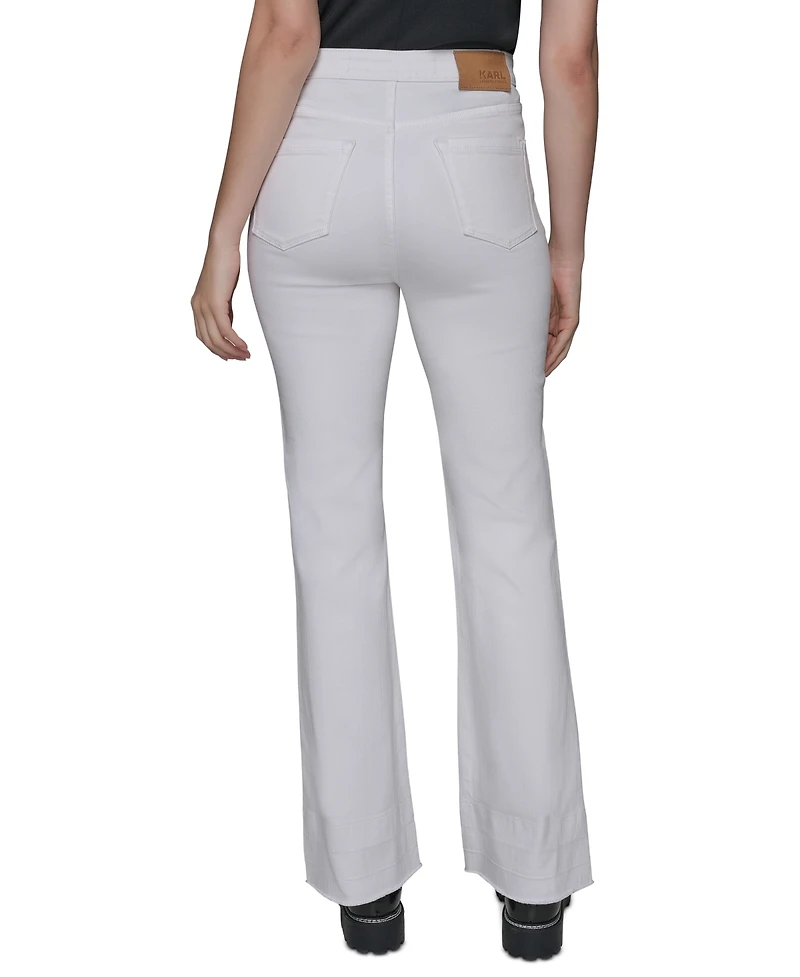 Karl Lagerfeld Paris Women's Patch Pocket Flare-Leg Jeans