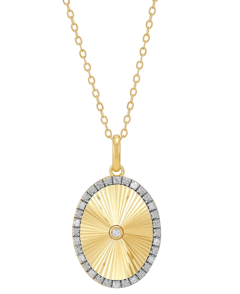 Diamond Sunray Disc Pendant Necklace (1/10 ct. t.w.) in 14k Gold-Plated Sterling Silver