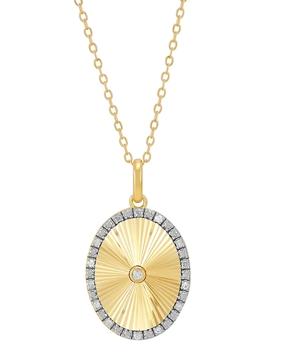 Diamond Sunray Disc Pendant Necklace (1/10 ct. t.w.) in 14k Gold-Plated Sterling Silver