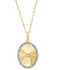 Diamond Sunray Disc Pendant Necklace (1/10 ct. t.w.) in 14k Gold-Plated Sterling Silver
