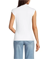 Lands' End Women's Cap Sleeve Drapey Rib Fitted Funnel Neck Tank