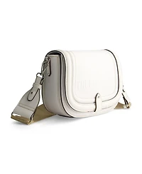 True Religion Distressed Logo Denim Saddle Bag