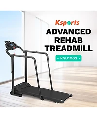 Ksports Advanced Rehab Treadmill with 2.25 Horsepower Motor and Bluetooth Kinomap for Workout Sessions, Exercise, and Active Recovery, Black